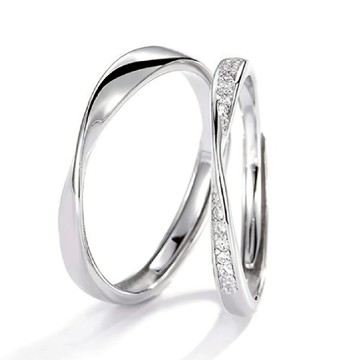 Sayaka紗彌佳 925純銀愛無止境莫比烏斯環曲線排鑽造型對戒  2cm  925純銀 + 頂級鋯石