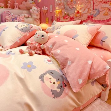 秋冬少女純棉床上四件套全棉兒童床品床單三件套被套床笠2024新款