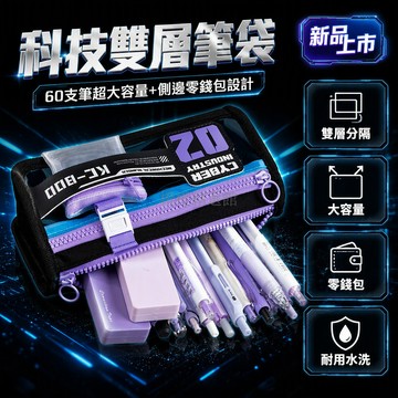 台灣出貨✨ 科技感筆袋 雙層文具袋 零錢包款鉛筆盒 大容量學生筆袋 高中小學專用 男孩酷帥文具收納
