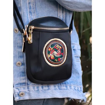 新品中國風迷你小包包豎款單肩手機包撞色復古斜挎包多隔層零錢包