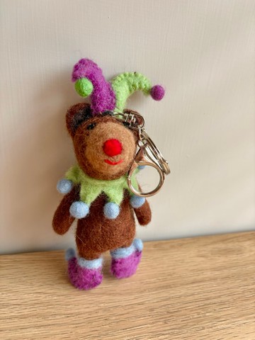 熊可愛 — 小丑小熊 • 羊毛氈手指偶吊飾