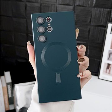 適用三星S24Ultra手機殼磨砂親膚手感S23U精孔鏡頭磁吸保護套s22plus金屬漆無線充全包外殼s21u防摔20+時尚殼
