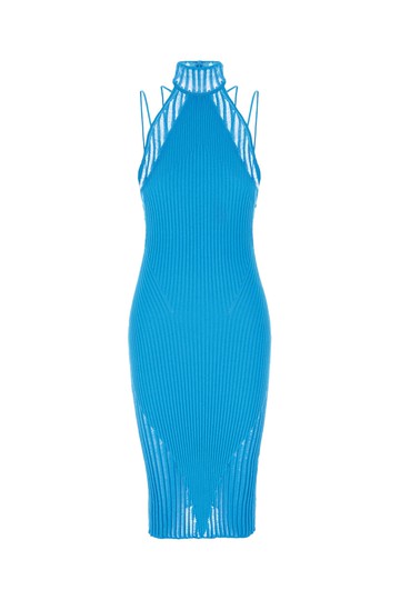 ANDREĀDAMO Turquoise Stretch Viscose Blend Mini Dress