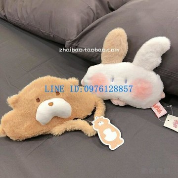 破耳兔旱獺毛絨睡眠眼罩卡通可愛情侶遮光【倪醬小鋪】