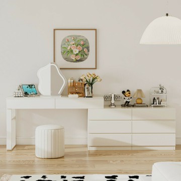 梳妝臺 2025新款斗柜一體 現代簡約臥室化妝桌 二合一書桌 化妝鏡桌櫃