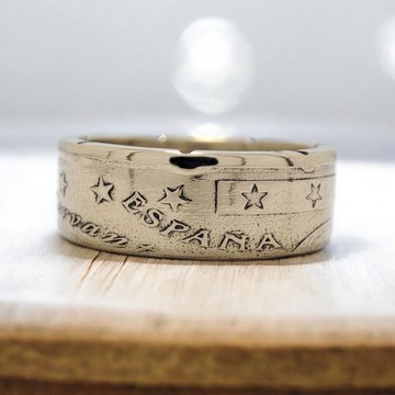 西班牙男戒, 西班牙戒指男款, 古西班牙硬幣戒指, 西班牙硬幣戒指