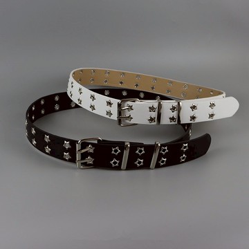 雙排穿孔星星腰帶男女時尚嘻哈個性配飾