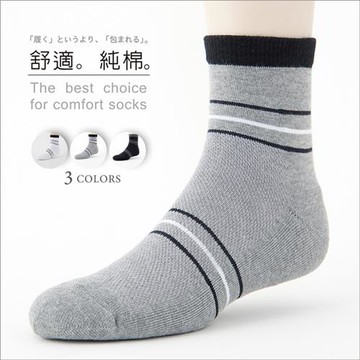 【老船長】B3-144休閒三橫線毛巾氣墊加大運動-12雙入(黑/白/灰)