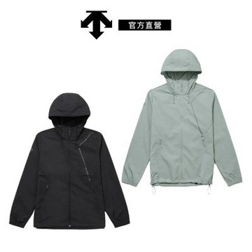 【DESCENTE】迪桑特 男士 輕量防風連帽外套(黑色/薄荷綠)