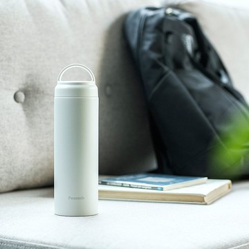 【孔雀Peacock】480ML 不鏽鋼保冷杯/保溫杯/咖啡杯(手提式)-米白