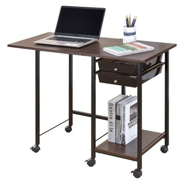 AAA 傢俱生活館 兩抽移動式折疊桌 ICB14361BM  胡桃色  97 x 44 x 74.5 cm