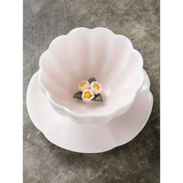 羊脂玉粉色汝窯開片捏花主人杯單杯女花朵茶杯高端女士花瓣品茗杯