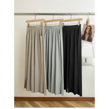 專柜輕奢撿漏女裝夏季抗紫外線休閑顯瘦寬松防曬upf50+冰絲闊腿褲