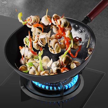 康龍鐵鍋家用不粘鍋廚房電磁爐煤氣灶通用無涂層炒菜鍋不粘鍋煎鍋