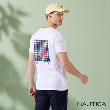 Nautica男裝 立體馬賽克帆船圖騰短袖T恤-白色