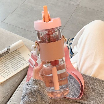 特價下殺👏夏季女生斜挎水杯大容量學生高顏值ins便攜隨手茶水分離杯揹帶式