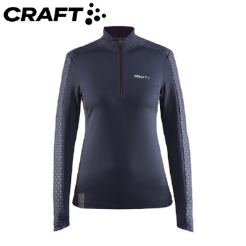 【CRAFT 瑞典 女 長袖拉鏈中層衣《鐵灰》】1904524/保暖打底衣/彈性排汗衣/運動上衣