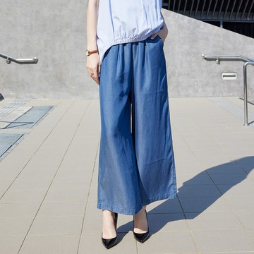 SOMETHING｜女裝｜萊賽爾鬆緊超寬直筒褲