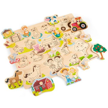 【荷蘭New Classic Toys】寶寶木製拼圖-開心農場-16pcs-10440