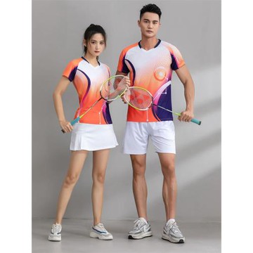 速干羽毛球服套裝男女夏訓練比賽短袖T恤修身運動排球衣乒乓球服