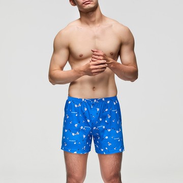 DADADO-羽球賽事 M-3L印花四角男內褲(藍) 天然絲光棉-吸濕排汗-GHQ509BU