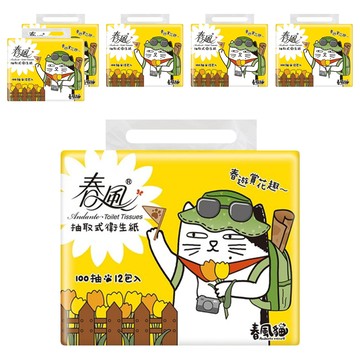 春風 春風貓抽取衛生紙 100抽  12包  6袋