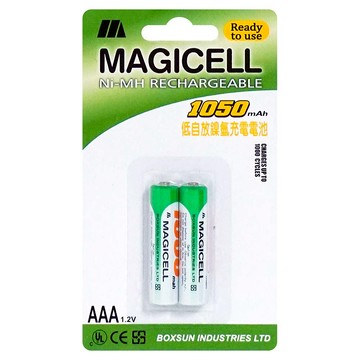 【無敵強MAGICELL】1050mAh低自放 鎳氫4號AAA 2入 充電電池(1.2V)