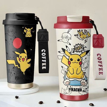 【免運爆款⭐️】皮卡丘水杯保溫杯 皮卡丘保溫杯周邊 辦公杯咖啡杯學生水杯喝水杯 大容量雙飲保冷水杯 家用辦公便攜不鏽鋼杯