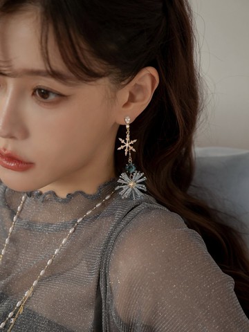 繁星計畫。(2way)MUCHAT手作14KGP鋯石雪花球純銀針耳環