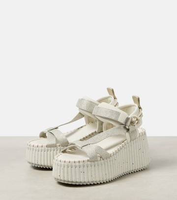 Chloé Nama metallic wedge sandals