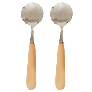 沐慕家居 陶瓷餐具 不鏽鋼湯匙 Set 2支  奶黃色