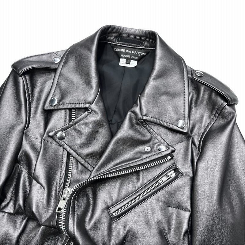 COMME des GARCONS HOMME PLUS 【men2117I】 21SS SYNTHETIC LEATHER BIKER JACKET  フェイクレザー変形ダブルライダースジャケット AR | LINEブランドカタログ