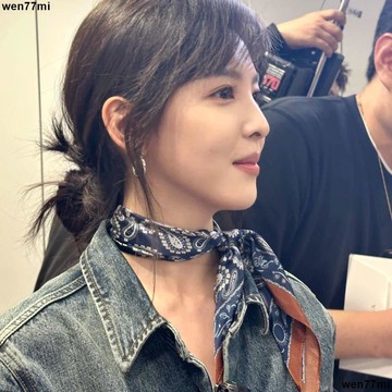 超實惠一 圍巾 難哄章若楠同款腰果絲巾新款方巾飄帶系脖高階感絲帶獨特漂亮