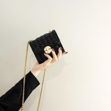 法國MKDA菱格鏈條包包女2024新款真皮鎖扣小方包高級感單肩斜挎包