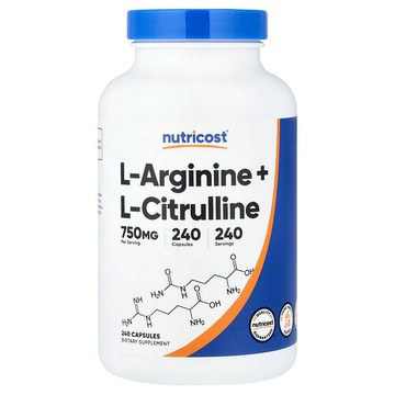 Nutricost, L-精胺酸 + L-瓜氨酸，240 粒膠囊