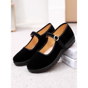 新款老北京布鞋女鞋單鞋平底上班工作鞋黑軟底廣場跳舞媽媽鞋防滑