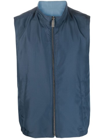 Canali - double-faced zip-up vest - men - Polyester - 52 - Blue