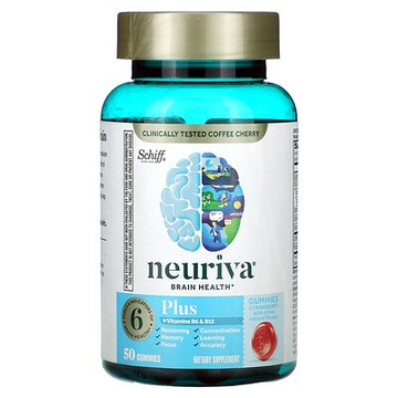 Schiff, Neuriva Brain Performance，加上維生素 B6、B12和葉酸、草莓，50 粒軟糖