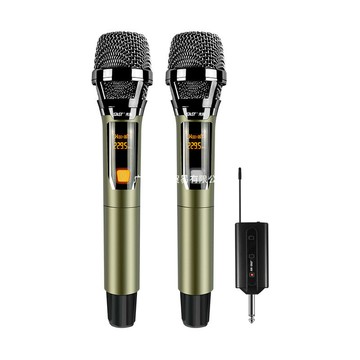 先科充電式無線話筒一拖二萬能通用麥克風u段調頻家用K歌手持話筒【Snowbelle優選】