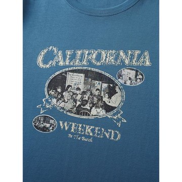 大洪【電影】夏季休閑時尚百搭復古印花寬松圓領針織T恤短袖上衣