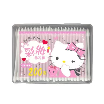 Hello Kitty 彩妝棉花棒 200 支 X 12 盒 純棉雙頭 外盒可當收納盒