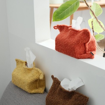 超柔羊毛氛圍感紙巾袋抽紙/盒裝紙巾通用裝飾袋 聖誕春節日禮物