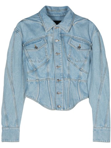 Mugler - hooded denim jacket - women - Organic Cotton - 38 - Blue