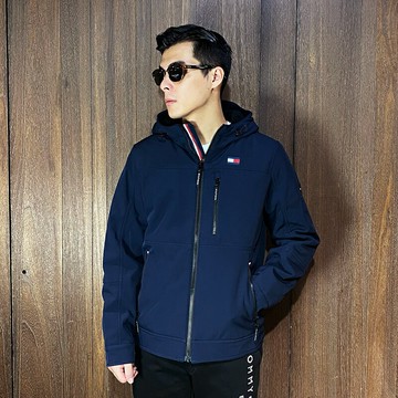美國百分百【全新真品】Tommy Hilfiger 防風外套 連帽 TH 外套 保暖 內刷毛 logo 夾克 深藍 CS30