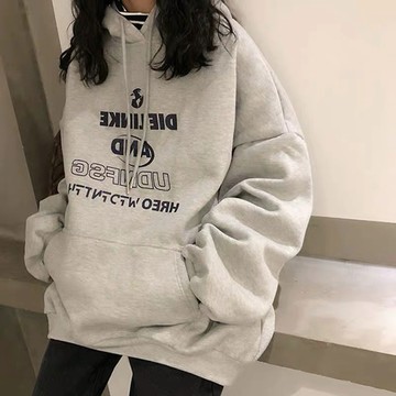 秋冬衛衣 加絨加厚衛衣女 潮ins 連帽衛衣 保暖衛衣 保暖上衣 舒適寬鬆衛衣 美式 印花字母衛衣 慵懶風外套 衛衣女