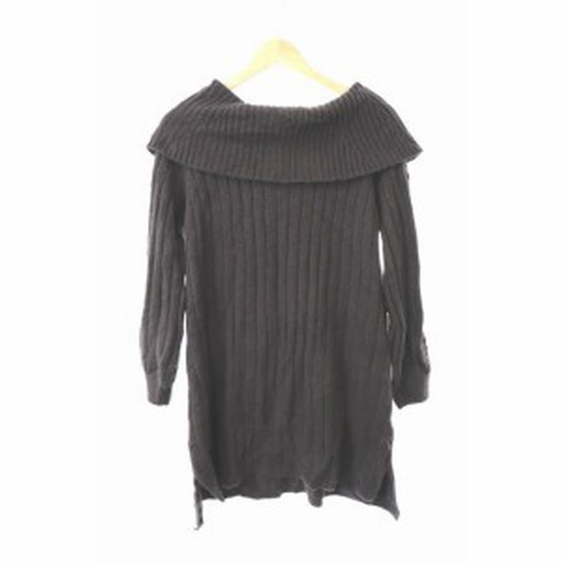 中古 アクシーズファム Axes Femme ワンピース ひざ丈 ニット オフタートル 編み上げ リブ 長袖 M 茶 レディース 通販 Lineポイント最大1 0 Get Lineショッピング