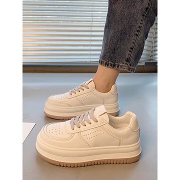 真皮厚底小白鞋女春2024新款內增高百搭小眾設計高級感休閑運動鞋