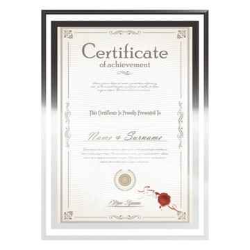 FOSO 玻璃獎狀框證書相框 A4 雙邊銀 可立掛  1個