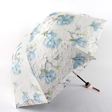 三折晴雨傘 雙層蕾絲繡花傘 收納傘 遮陽傘 禮品傘