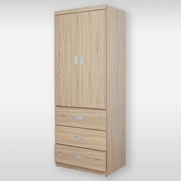 【Homelike】 喜家居2.5尺三抽衣櫃-梧桐色(1541)